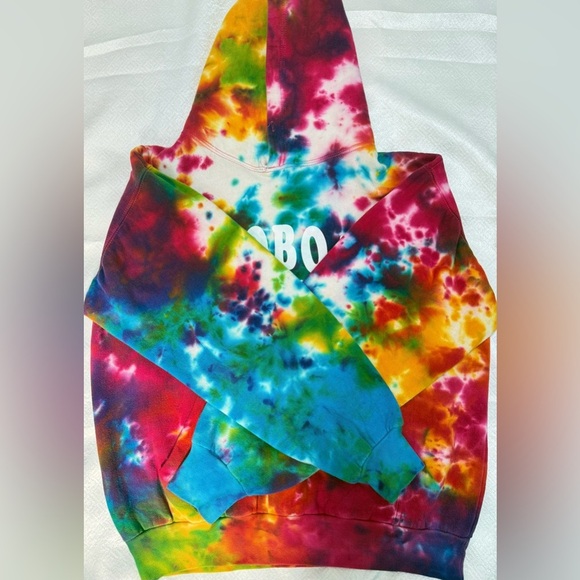 NWT Jon Lauren Womens Tie Dye Drawstring Multicolor Pullover Hoodie Size L - Picture 10 of 12